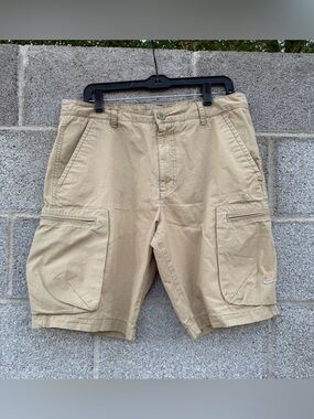 Nike Vintage Shorts Mens 32 Ripstop Utility Cargo Zip Pocket Khaki Tan Outdoor